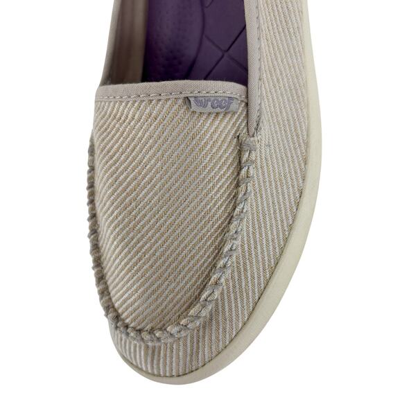 Reef Women's Slip On Shoes Salty Island 7 Tan/Cream Mini Stripes Flats Casual‎ - Picture 5 of 10